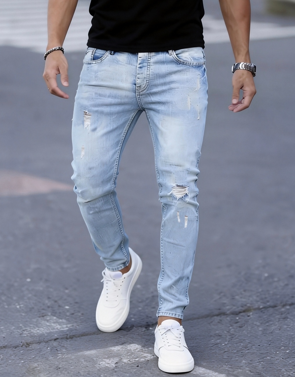 Men'S Slim Fit Stretch Ripped  - đánh giá và giá Men Formal Wear With Jeans