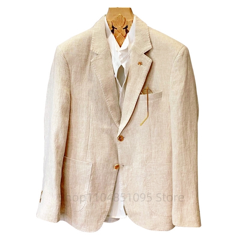 Beige Men Suit Linen Blazers J - đánh giá và giá Men Formal Wear In Summer