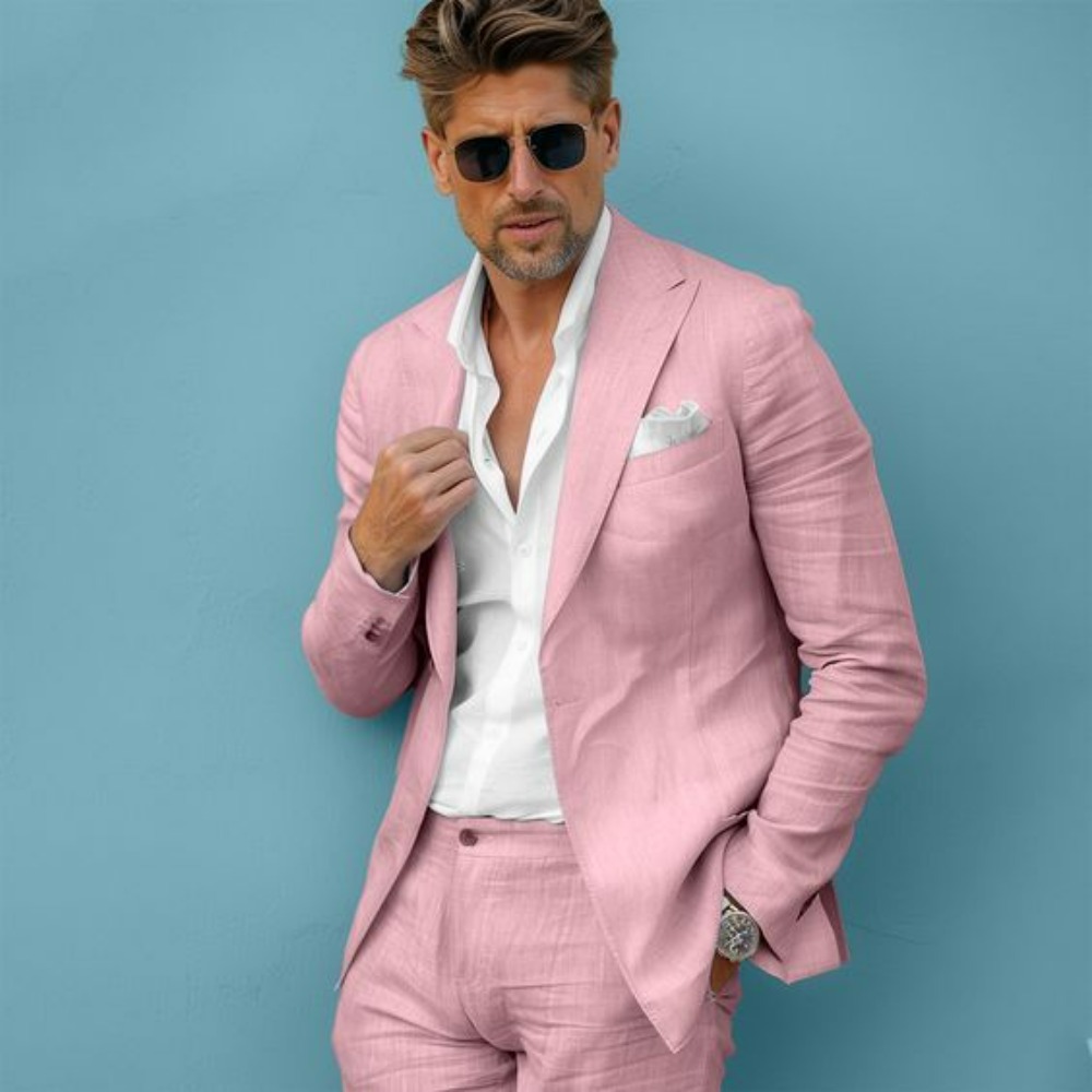 Linen Wedding Men Suits Slim F - đánh giá và giá Men Formal Wear In Summer