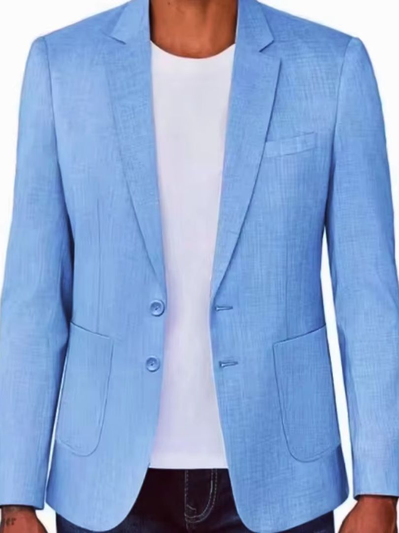 Slim Fit Men's Beige/Blue Line - đánh giá và giá Men Formal Wear In Summer