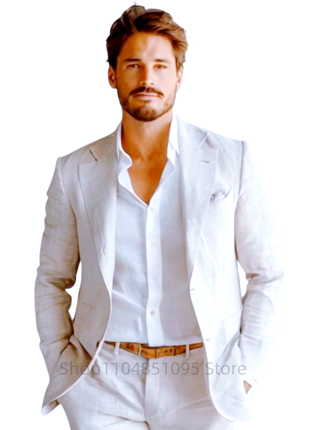 Blue Slim Fit Men's Linen Blaz - đánh giá và giá Men Formal Wear In Summer